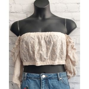 🪅🪅Fashion Nova Ivory Bardot Top